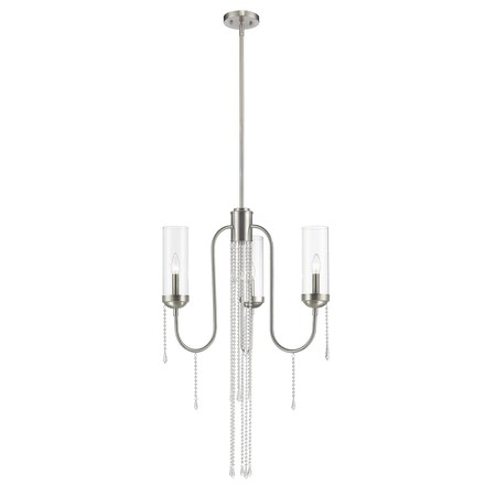 Siena 3 Light Chandelier, Brushed Nickel & Clear